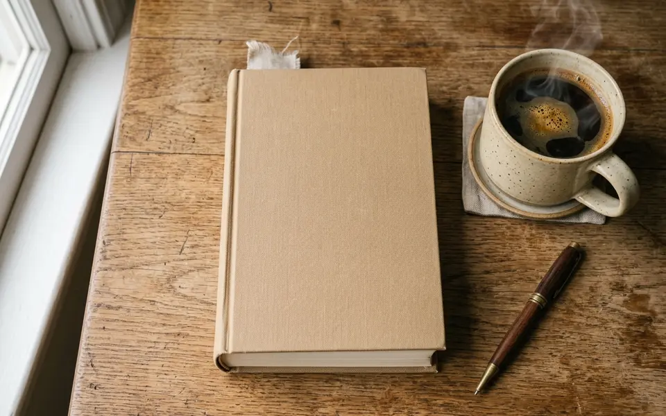 Boek Nooit meer geld tekort op een bureau naast een kop koffie
